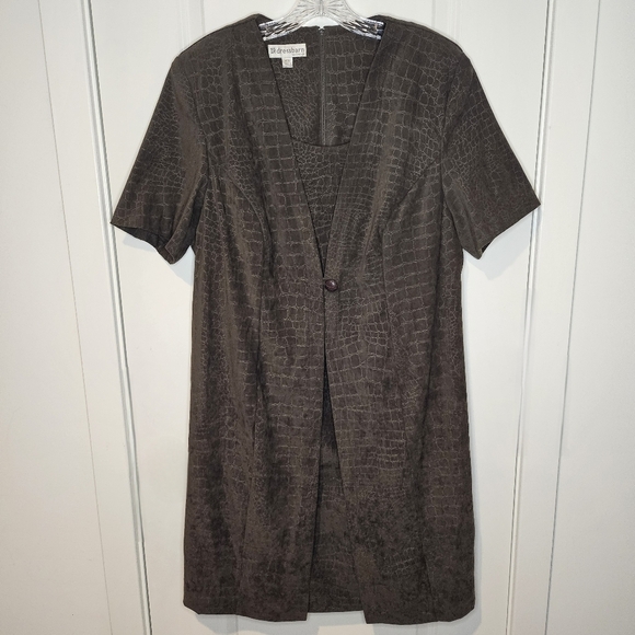 dressbarn Dresses & Skirts - Dressbarn Green Crocodile Print Short Sleeve Midi Dress Career Work Office 16W